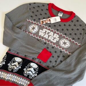 Star Wars Storm Troopers Christmas Xmas Sweater Gray Red Long Sleeve Mens XL NWT